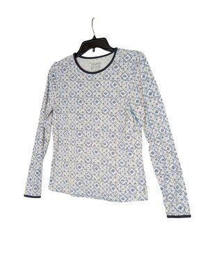 Hang Ten Womens Long Sleeve Rashguard Blue & White Floral Print Size M